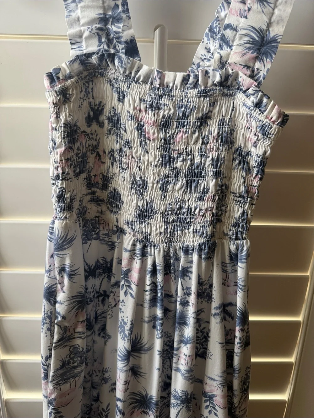 Abercrombie & Fitch White Maxi Dress with Blue Floral Print